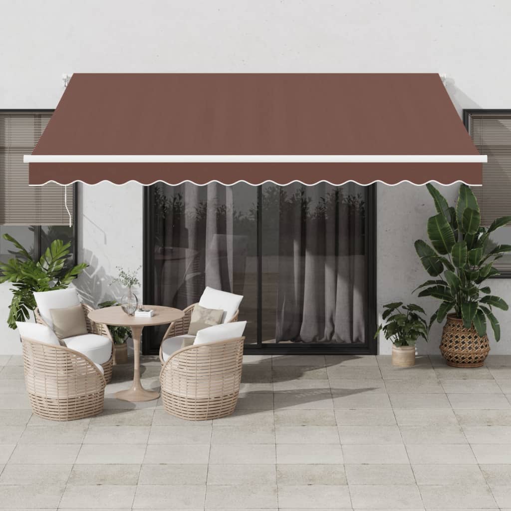 Tenda da Sole Retrattile Manuale Marrone 400x350 cm | homemem39