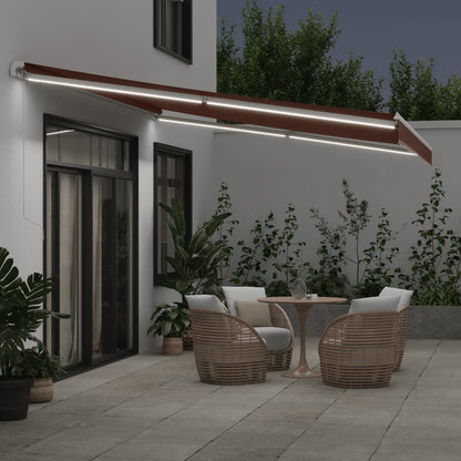 Tenda da Sole Retrattile Manuale con LED Marrone 450x350 cm | homemem39