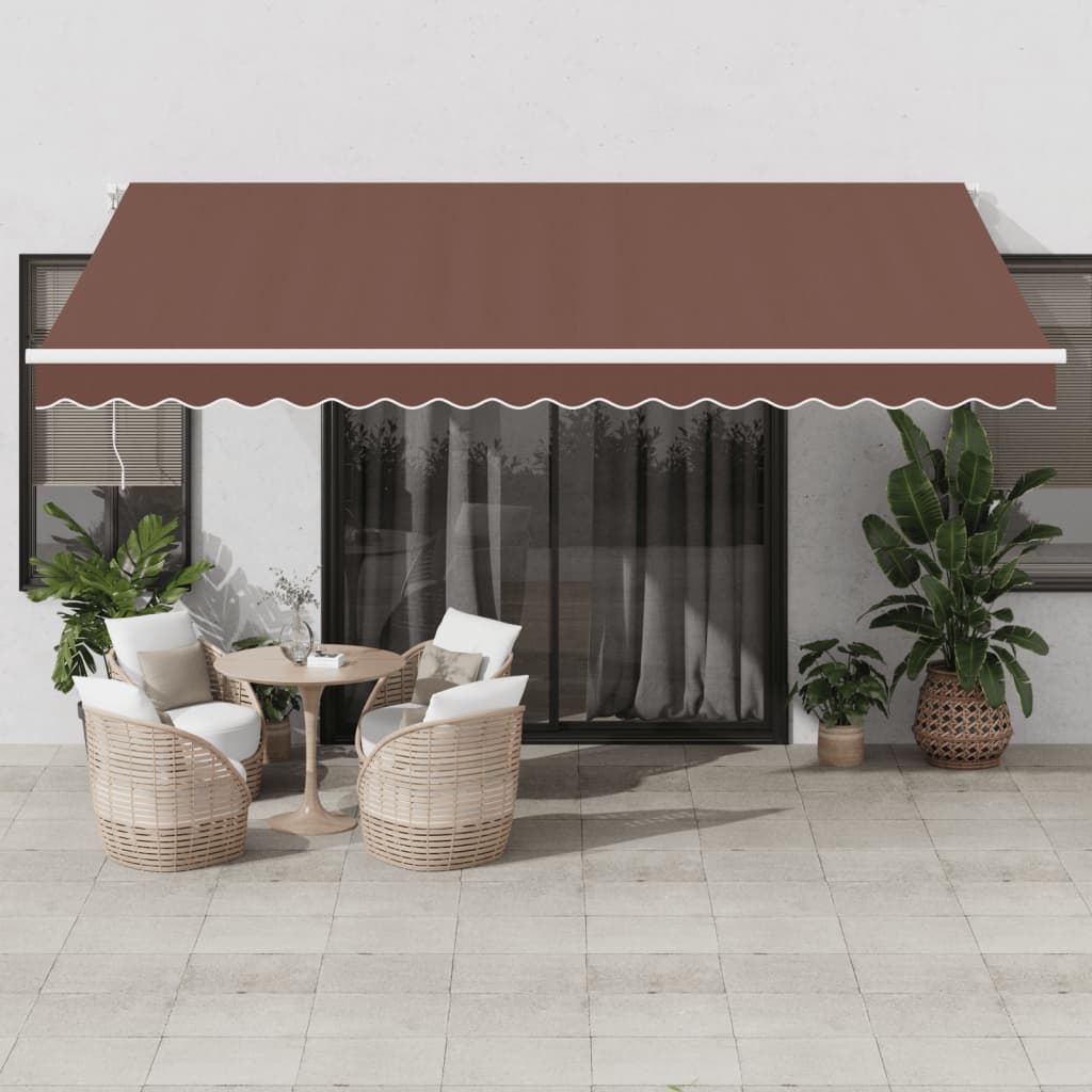 Tenda da Sole Retrattile Manuale con LED Marrone 450x350 cm | homemem39