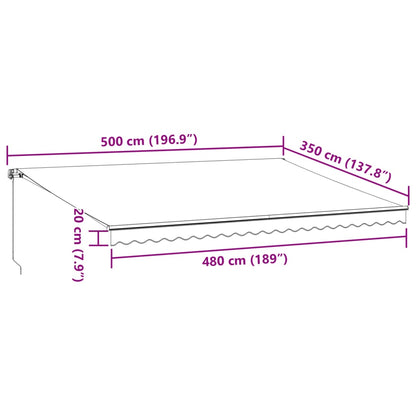 Tenda da Sole Retrattile Manuale con LED Marrone 500x350 cm | homemem39