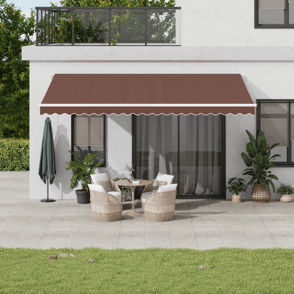 Tenda da Sole Retrattile Manuale con LED Marrone 500x350 cm | homemem39