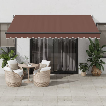 Tenda da Sole Retrattile Manuale con LED Marrone 400x350 cm