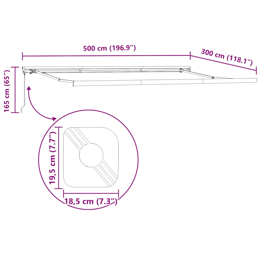 Tenda Sole Retrattile Manuale 500x300 cm Marrone | homemem39