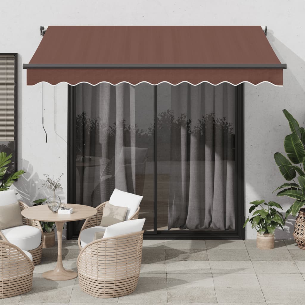 Tenda Retrattile Manuale con LED 300x250cm Marrone