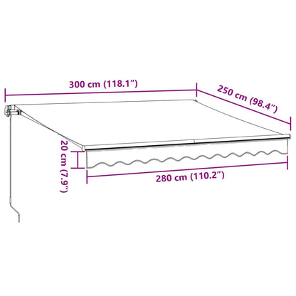 Tenda da Sole Retrattile Manuale con LED Antracite e Bianco