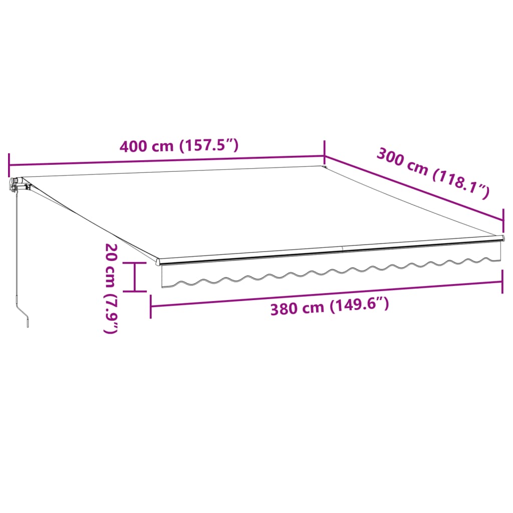 Tenda Retrattile Manuale con LED Antracite e Bianco 400x300 cm