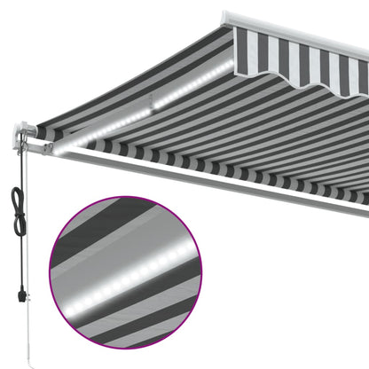 Anthracite and White LED Automatic Retractable Awning 400x300 cm