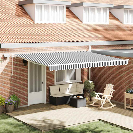 Tenda da Sole Retrattile Manuale con LED Antracite e Bianco - homemem39