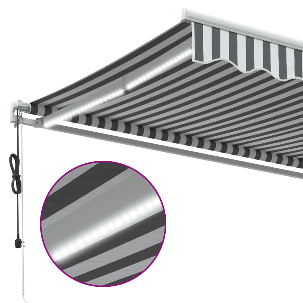 Automatisch einziehbare LED-Markise in Anthrazit und Weiß, 450 x 300 cm