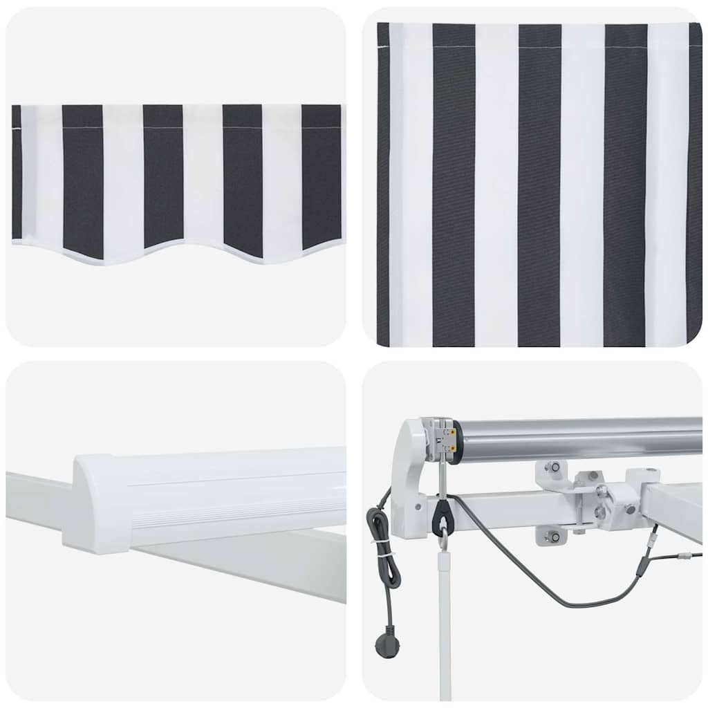 Tenda Retrattile Automatica LED Antracite e Bianco 500x300 cm