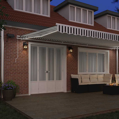 Tenda Retrattile Manuale con LED Antracite e Bianco 600x300 cm | homemem39