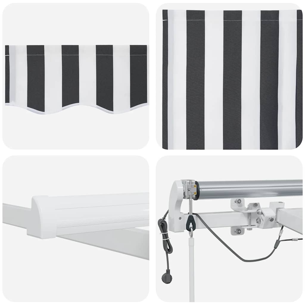 Tenda Retrattile Automatica LED Antracite e Bianco 600x300 cm