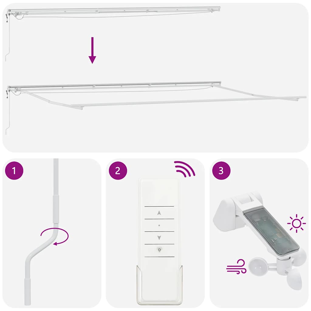 Tenda Retrattile Automatica LED Antracite e Bianco 600x300 cm | homemem39