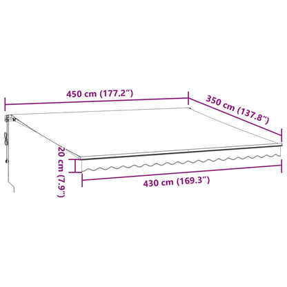 Tenda Retrattile Manuale con LED Antracite e Bianco 450x350 cm