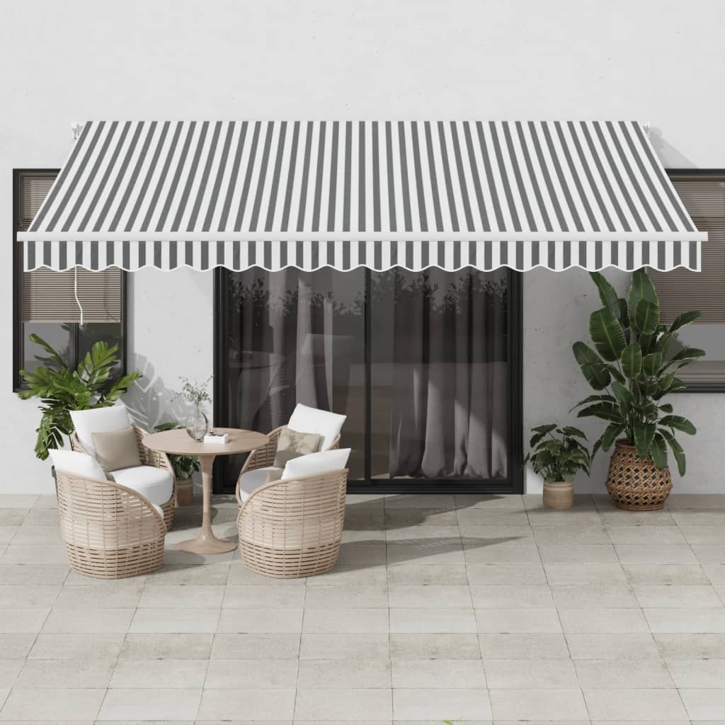 Tenda Sole Retrattile Automatica 450x350 cm Antracite e Bianco | homemem39