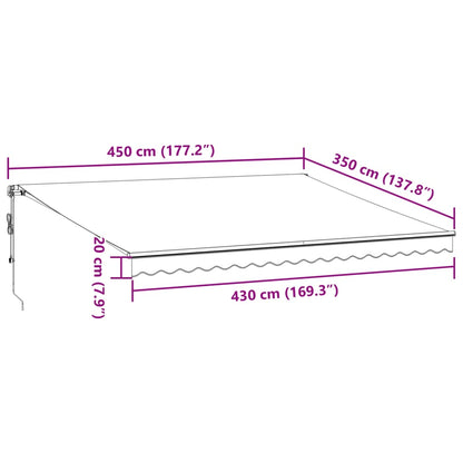 Tenda Retrattile Automatica LED Antracite e Bianco 450x350 cm