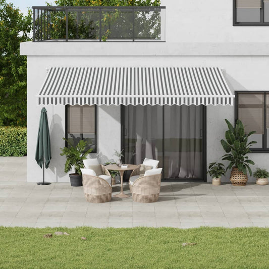 Anthracite and White Manual Retractable Awning 500x350 cm