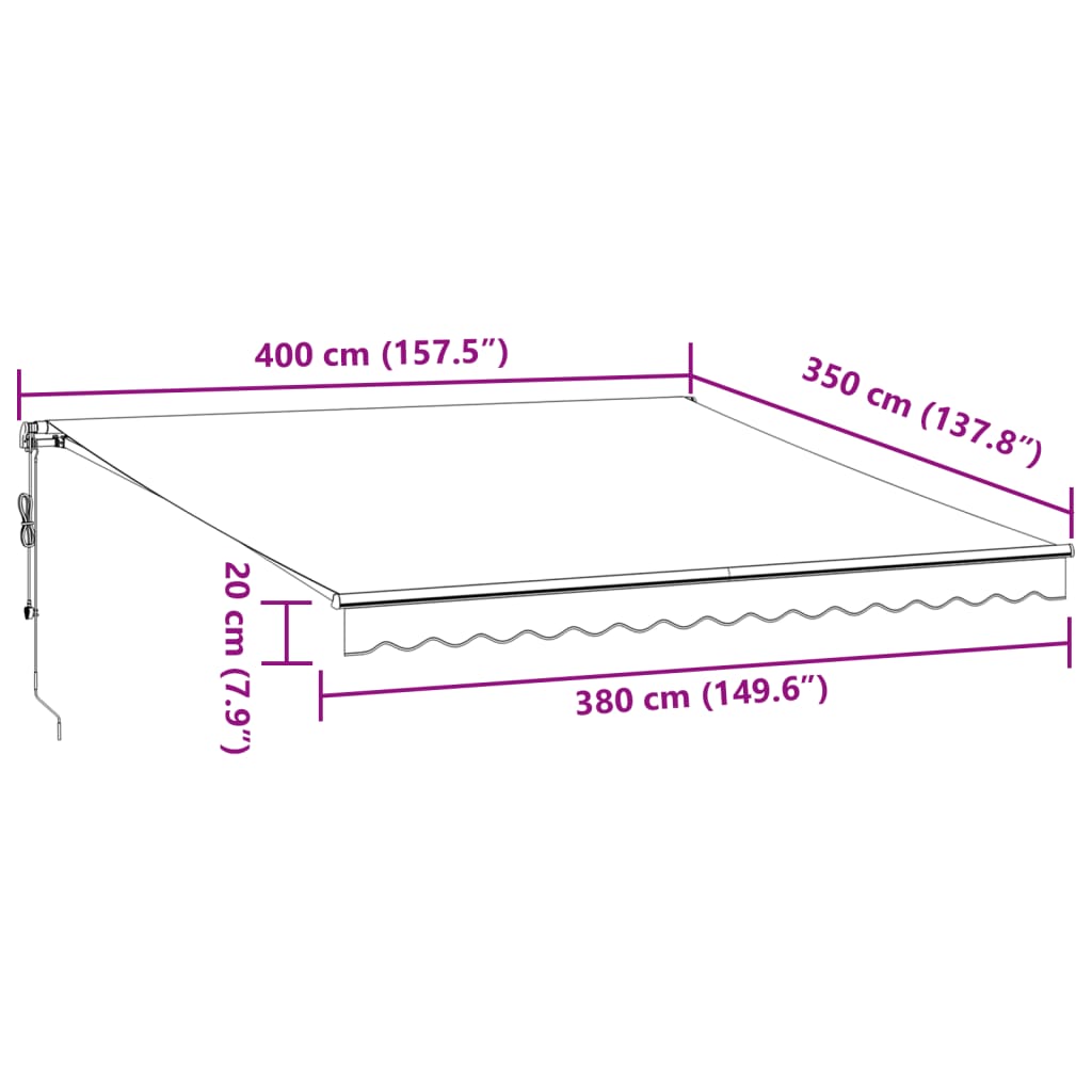 Tenda Sole Retrattile Automatica 400x350 cm Antracite e Bianco