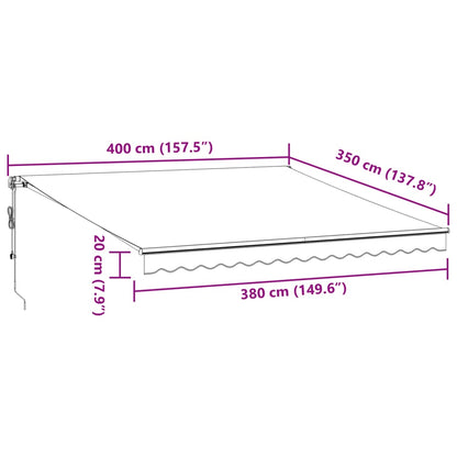 Tenda Sole Retrattile Automatica 400x350 cm Antracite e Bianco