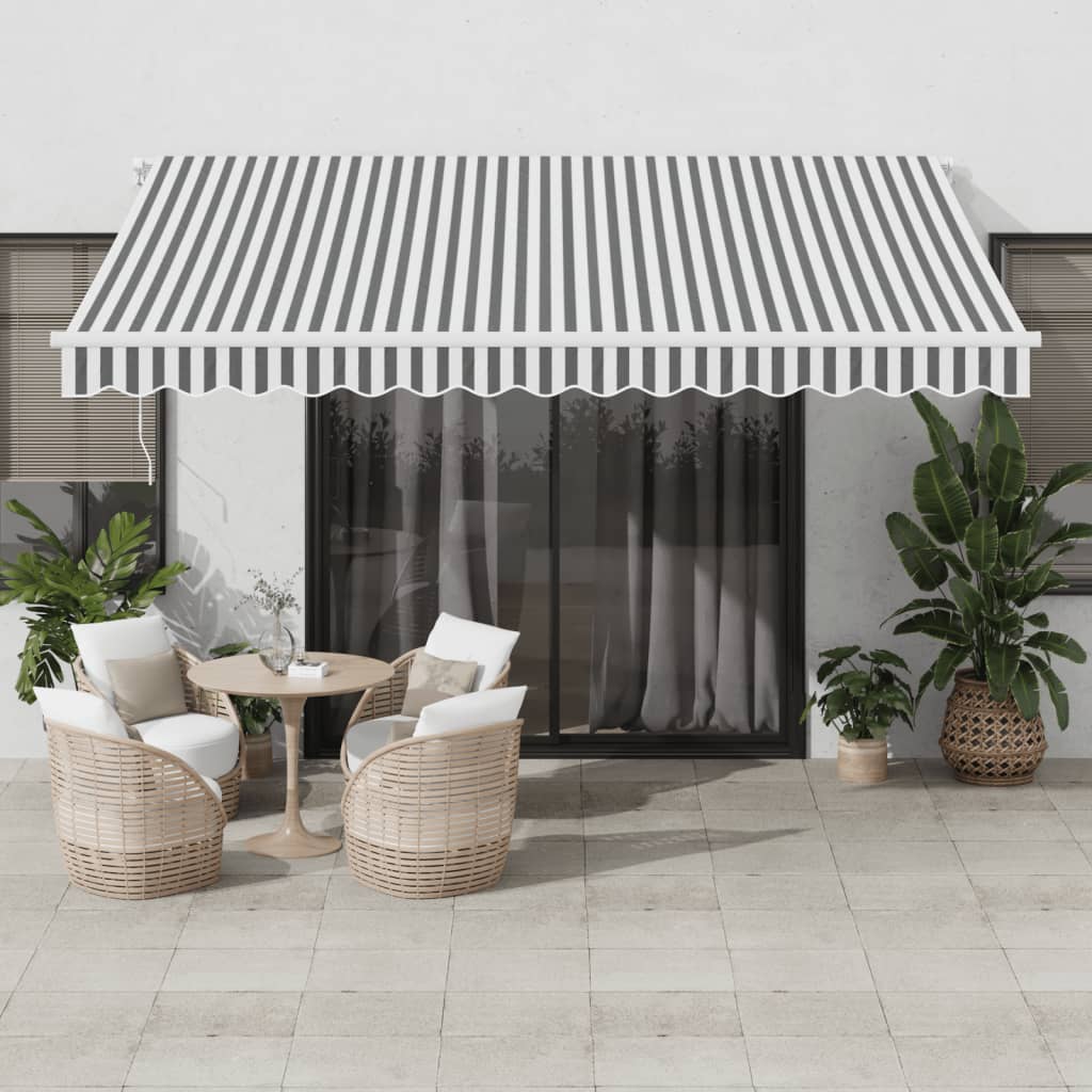Anthracite and White Manual Retractable Awning 400x300 cm