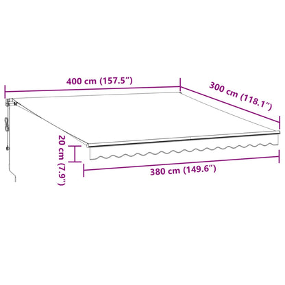 Tenda Sole Retrattile Automatica 400x300 cm Antracite e Bianco