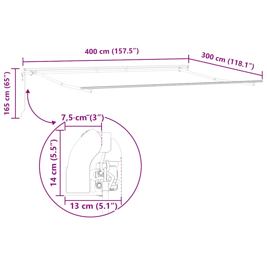 Tenda Sole Retrattile Automatica 400x300 cm Antracite e Bianco