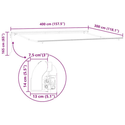 Tenda Sole Retrattile Automatica 400x300 cm Antracite e Bianco
