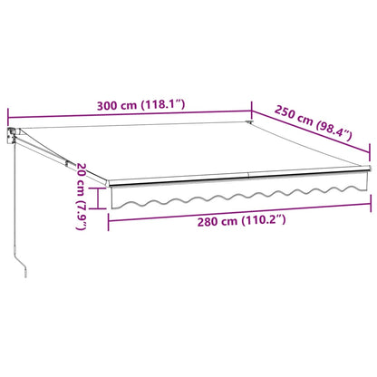 Tenda da Sole Antracite e Bianca 3x2,5 m Tessuto e Alluminio | homemem39