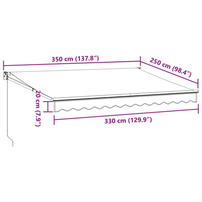 Tenda Retrattile Antracite e Bianca 3,5x2,5m Tessuto/Alluminio | homemem39