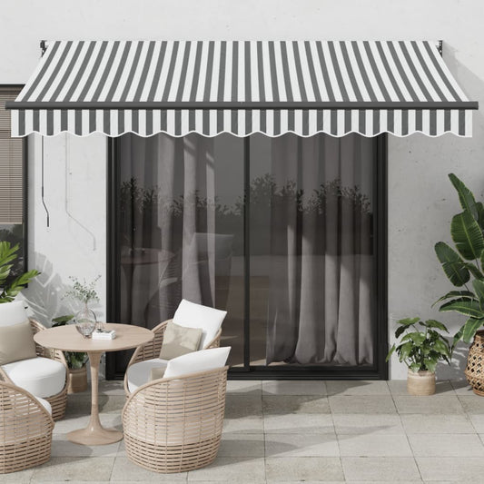 Tenda Retrattile Antracite e Bianca 3,5x2,5m Tessuto/Alluminio | homemem39