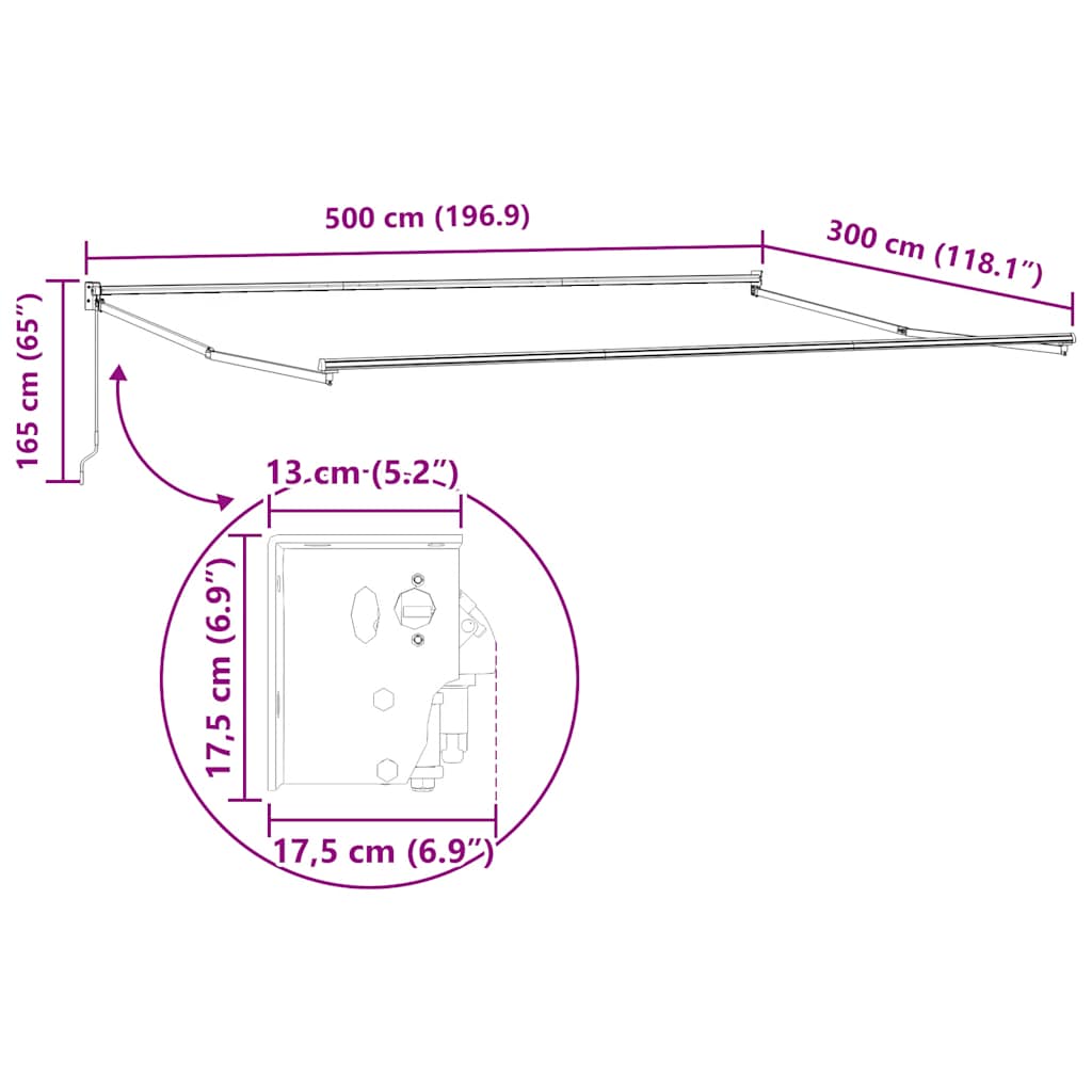 Tenda Retrattile Antracite e Bianca 5x3 m Tessuto e Alluminio | homemem39