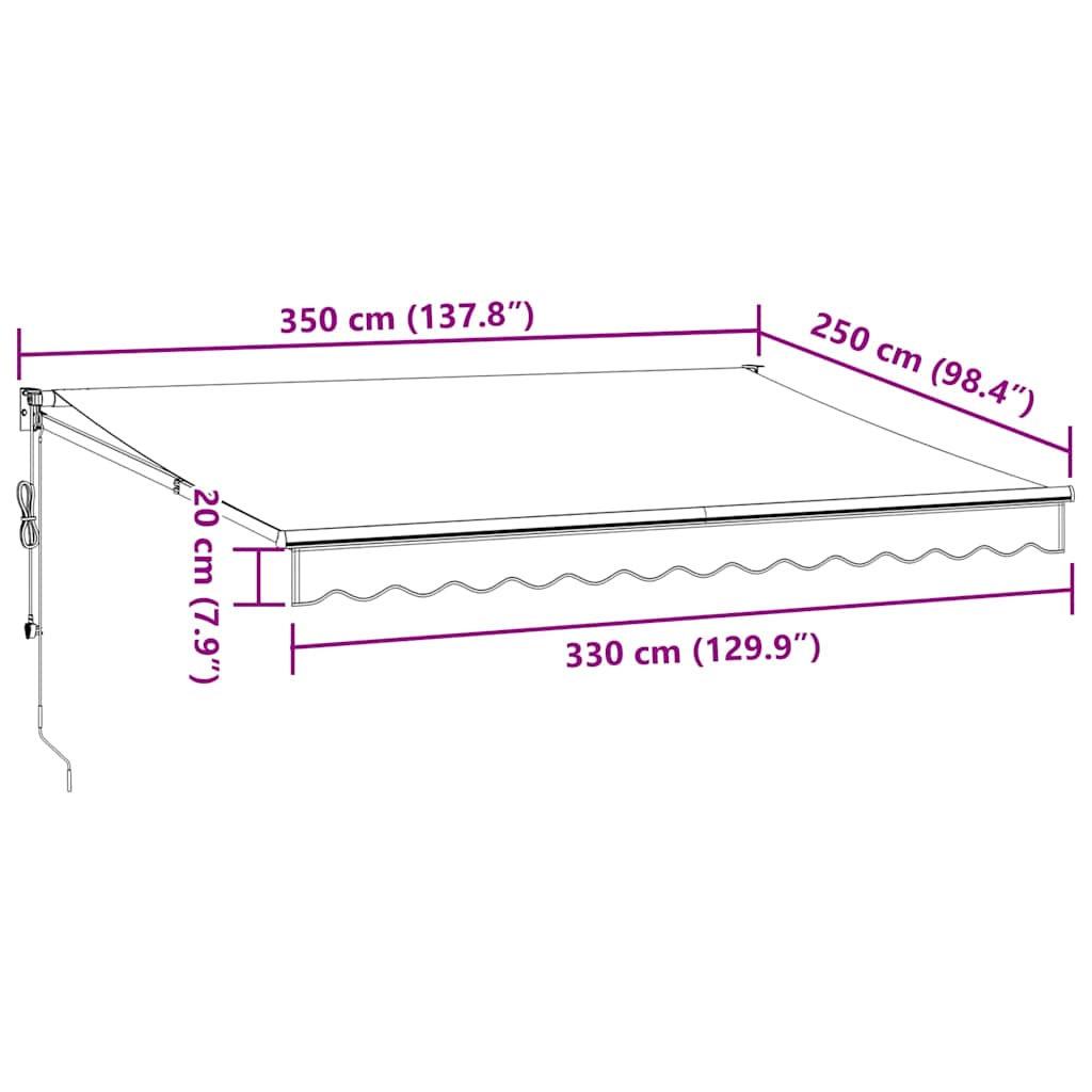 Tenda Retrattile Antracite e Bianca 3,5x2,5m Tessuto/Alluminio - homemem39