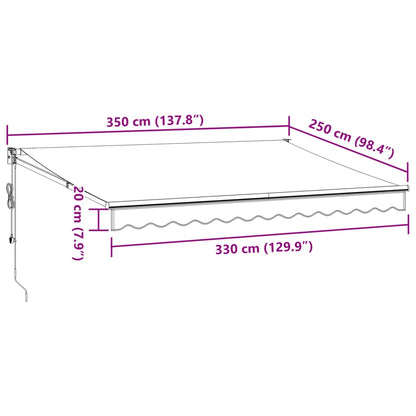 Tenda Retrattile Antracite e Bianca 3,5x2,5m Tessuto/Alluminio - homemem39