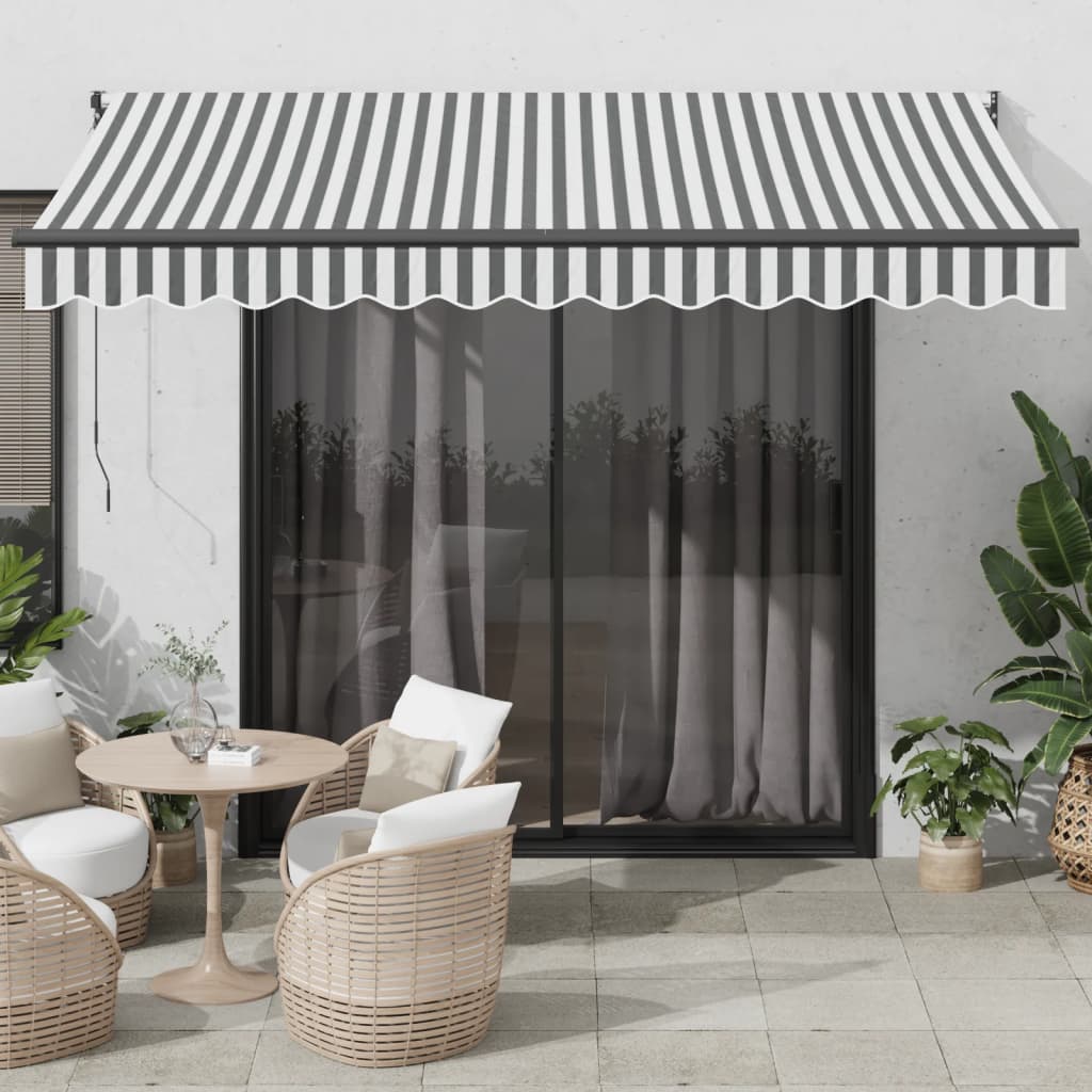 Tenda Retrattile Antracite e Bianca 3,5x2,5m Tessuto/Alluminio - homemem39