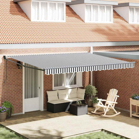 Tenda Retrattile Antracite e Bianca 4,5x3 m Tessuto e Alluminio | homemem39