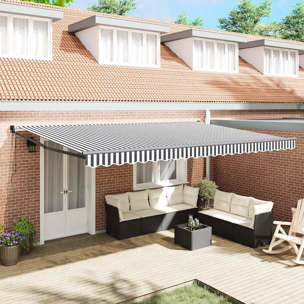 Tenda Retrattile Antracite e Bianca 5x3 m Tessuto e Alluminio | homemem39