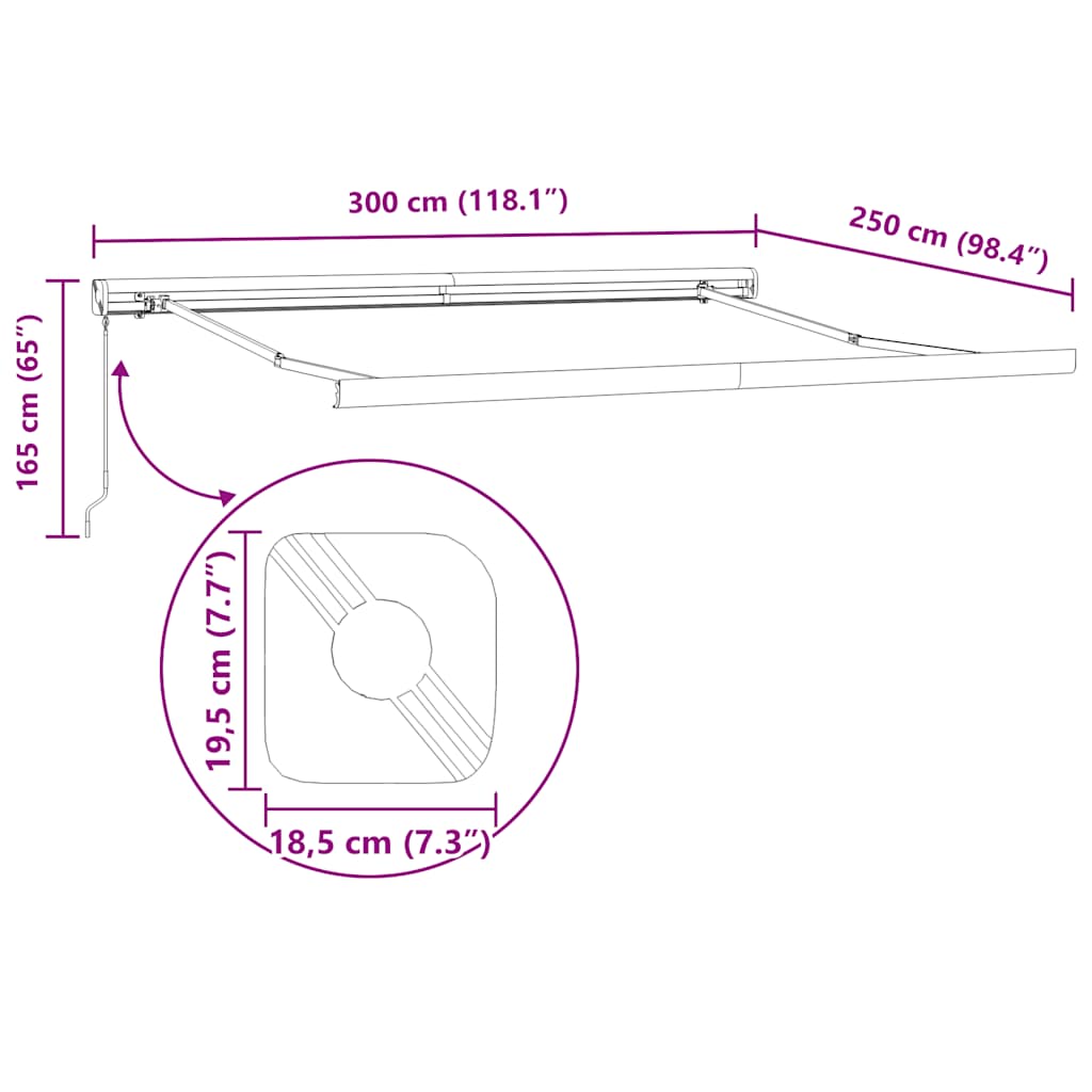 Tenda da Sole Antracite e Bianca 3x2,5 m Tessuto e Alluminio - homemem39