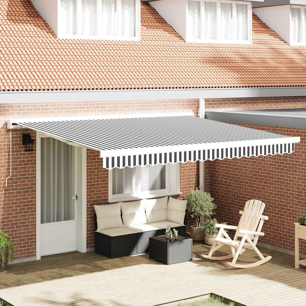 Tenda Retrattile Antracite e Bianca 4x3 m Tessuto e Alluminio