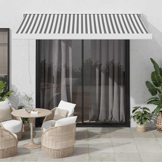 Tenda Retrattile Antracite e Bianca 3,5x2,5m Tessuto/Alluminio | homemem39