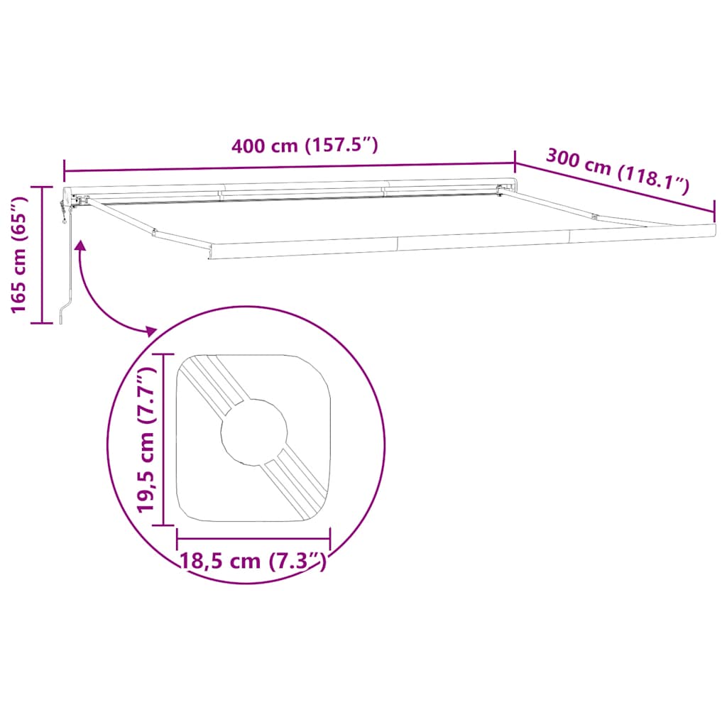 Tenda Retrattile Antracite e Bianca 4x3 m Tessuto e Alluminio - homemem39