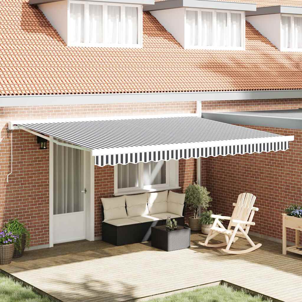 Tenda Retrattile Antracite e Bianca 4,5x3 m Tessuto e Alluminio | homemem39