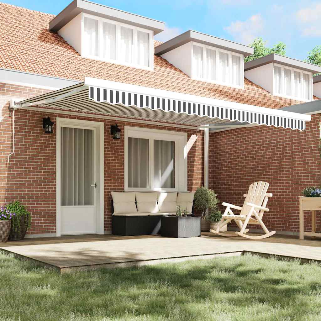Tenda Retrattile Antracite e Bianca 4,5x3 m Tessuto e Alluminio | homemem39