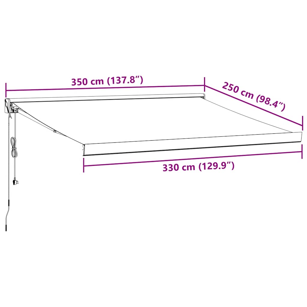 Tenda Retrattile Antracite e Bianca 3,5x2,5m Tessuto/Alluminio - homemem39