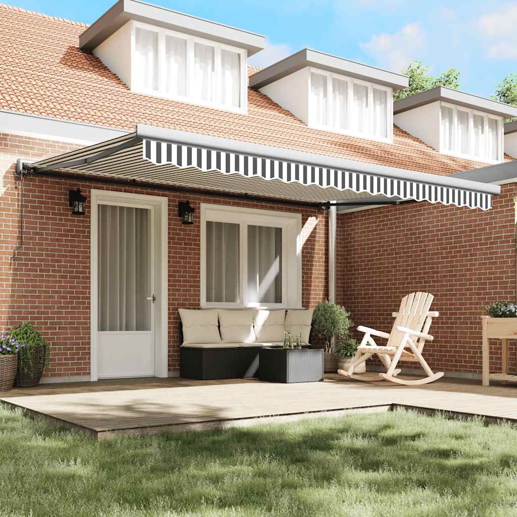 Tenda Retrattile Antracite e Bianca 4,5x3 m Tessuto e Alluminio | homemem39
