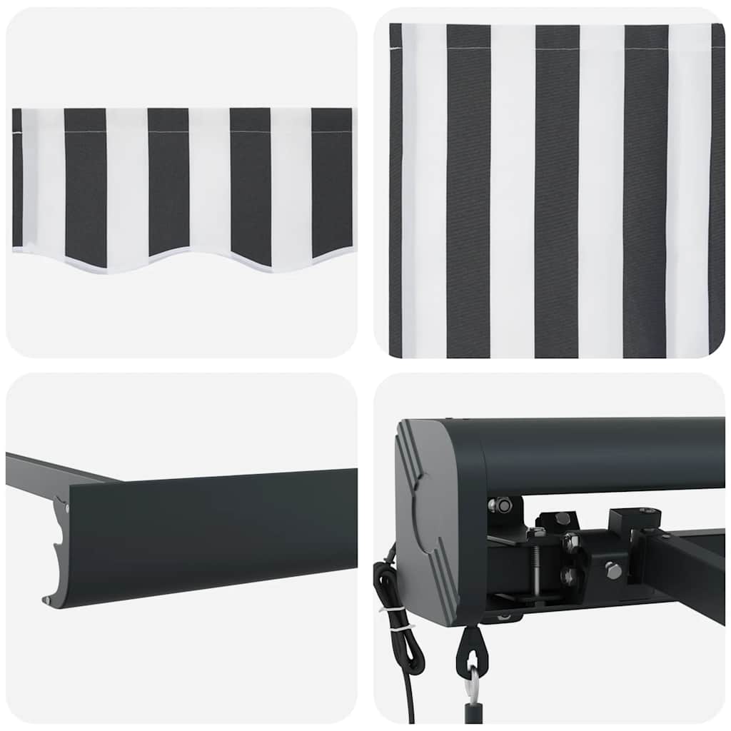Tenda Retrattile Antracite e Bianca 5x3 m Tessuto e Alluminio | homemem39