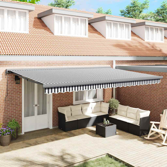 Tenda Retrattile Antracite e Bianca 5x3 m Tessuto e Alluminio | homemem39