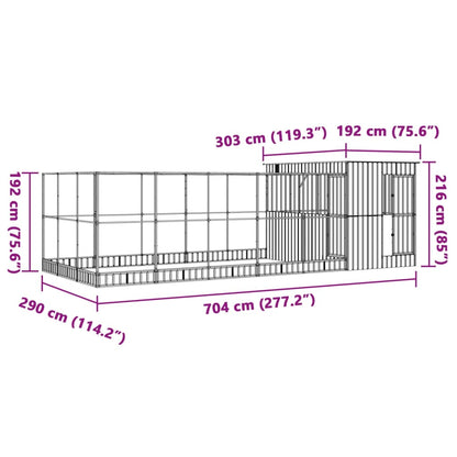 Voliera con Estensione Argento 704x303x216 cm in Acciaio