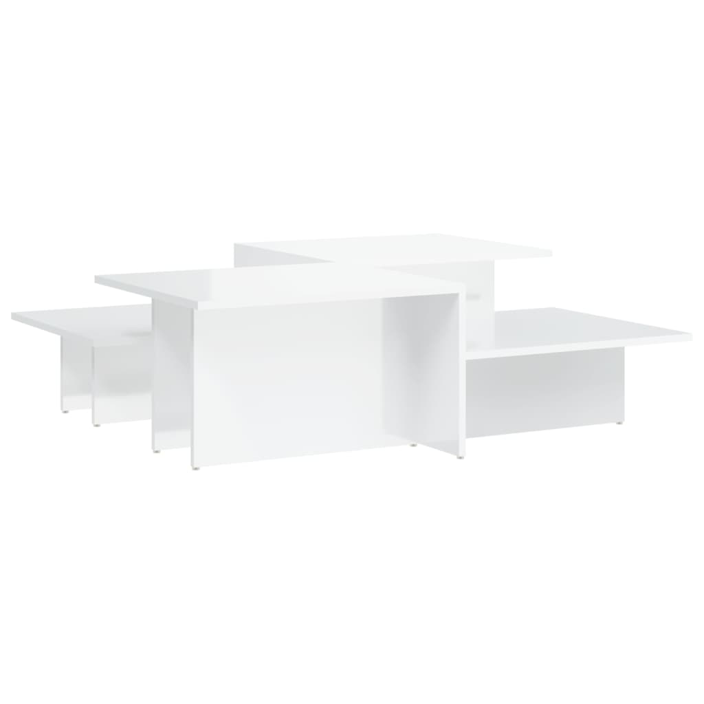 Tavolini da Salotto 2 pz Bianco Lucido in Legno Multistrato | homemem39