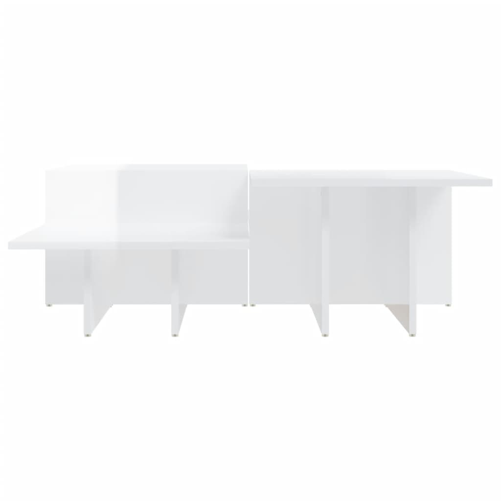 Tavolini da Salotto 2 pz Bianco Lucido in Legno Multistrato | homemem39