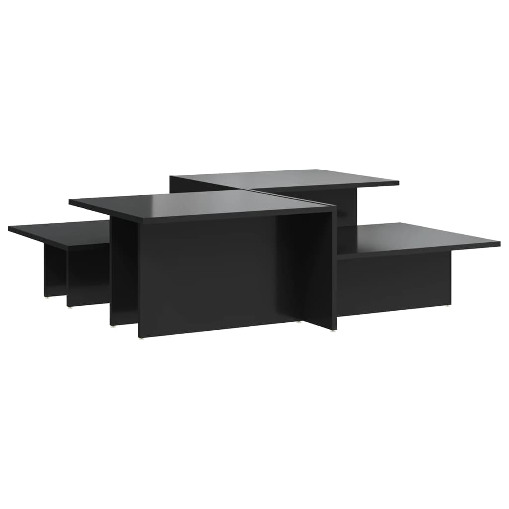 Tavolini da Salotto 2 pz Nero Lucido in Legno Multistrato | homemem39